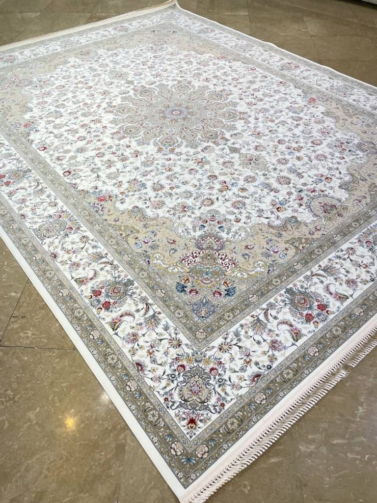 فرش طرح گلنار سفید 1500 شانه