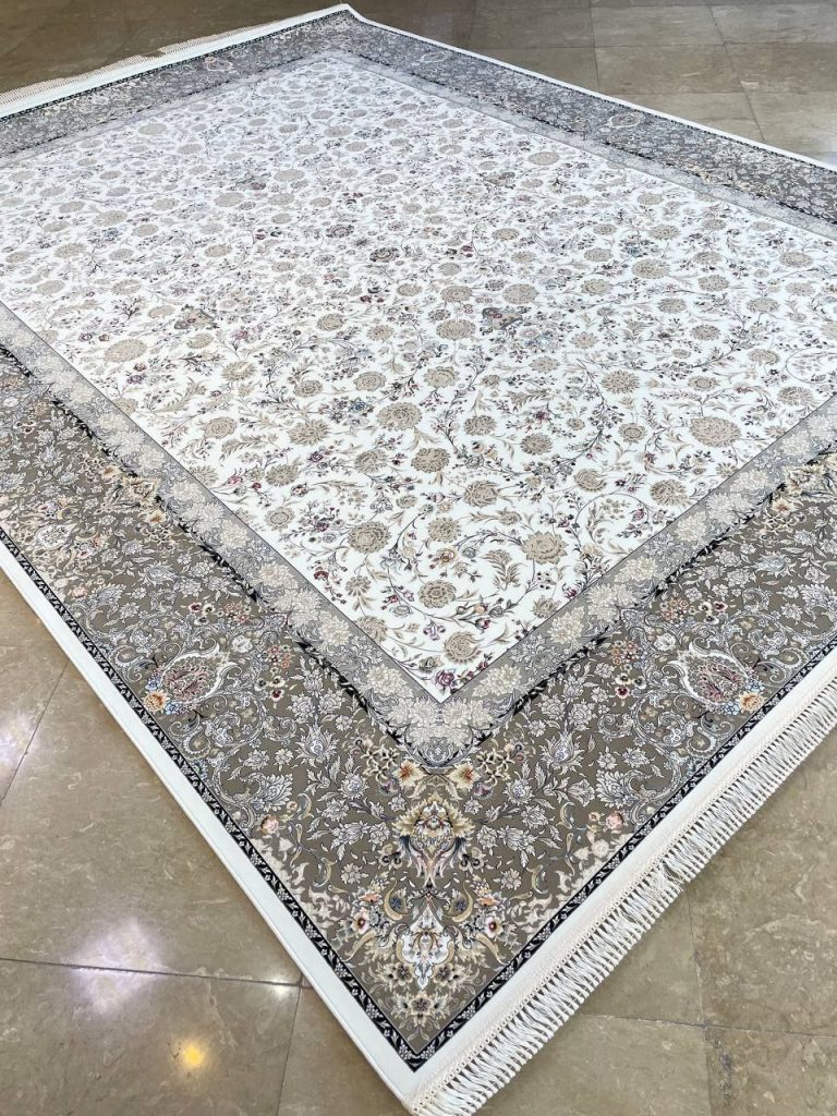 فرش طرح جمیرا سفید 1500 شانه