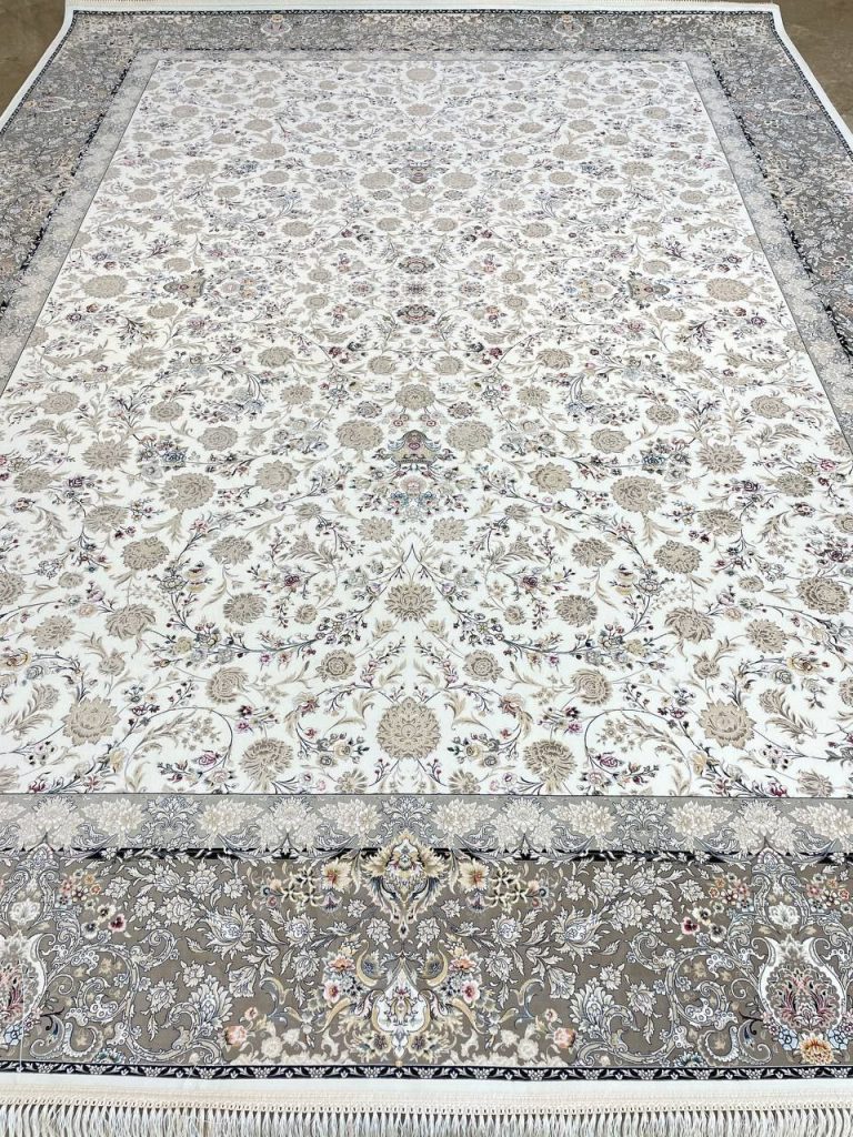 فرش طرح جمیرا سفید 1500 شانه